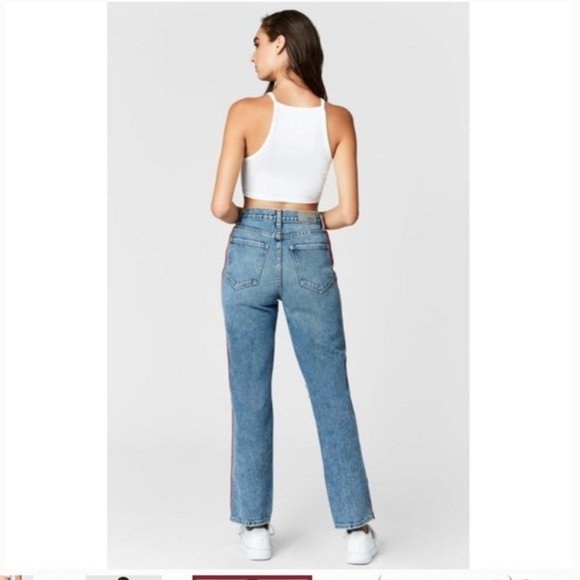 Carmar Los Angeles Ursula Taylor High Rise Red Twill Trim Straight Jeans 25 - Picture 12 of 13